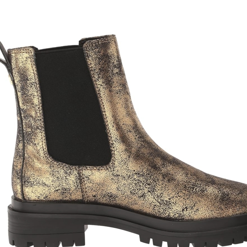 Lauren Ralph Lauren Corinne Leather Chelsea Boots Pull On Black Bronze Size 10